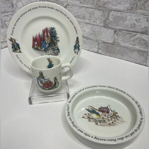 Vintage Peter Rabbit Wedgwood Beatrix Potter 3 Piece Set Cup Bowl & Plate